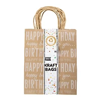 8-Count Brown Paper Birthday Kraft Gift Bags