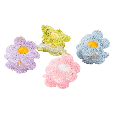 Crochet Flower Claw Hair Clips 4-Pack