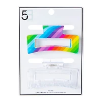 Rainbow Claw Hair Clips 2-Pack