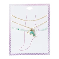 Layered Anklet Set 3-Piece - Dolphin