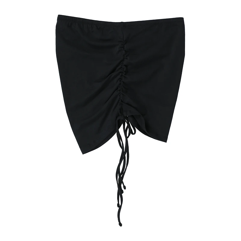 Black Ruched Side-Tie Tube Top