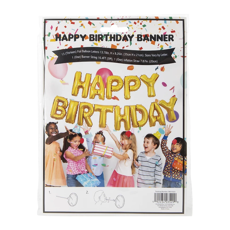 Gold Mylar 'Happy Birthday' Balloon Garland