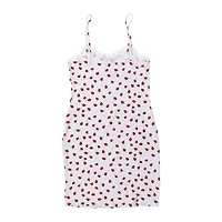 Juniors Strawberry Print Lace Trim Dress