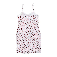 Juniors Strawberry Print Lace Trim Dress