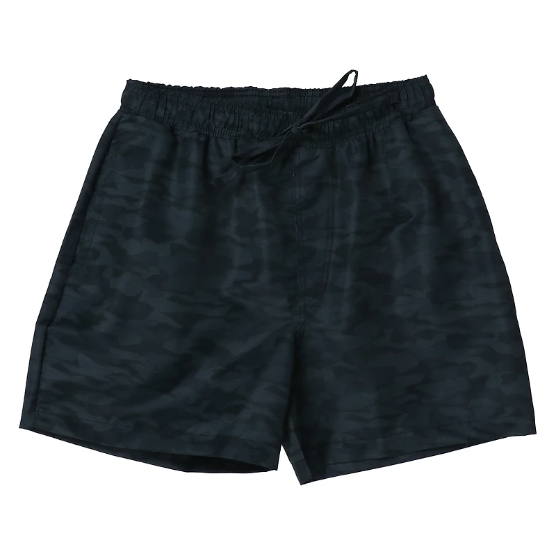 Young Mens Black Camo Nylon Shorts