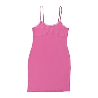 Juniors Pink Lace Trim Dress