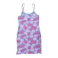 Juniors Blue Floral Lace Trim Dress