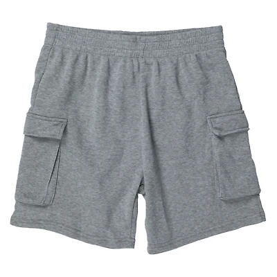 Young Mens Gray Fleece Cargo Shorts