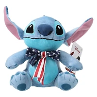 Disney Stitch Stuffed Animal With Patriotic Bowtie 8.6in
