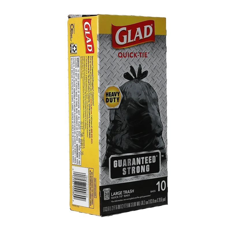 Glad® 30-Gallon Quick-Tie Heavy Duty Trash Bags 10-Count