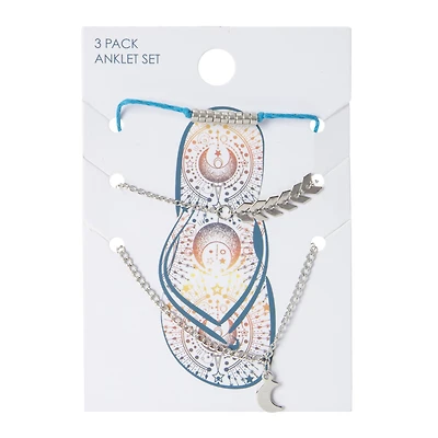 3-Count Anklet Jewelry Set