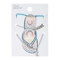 3-Count Anklet Jewelry Set
