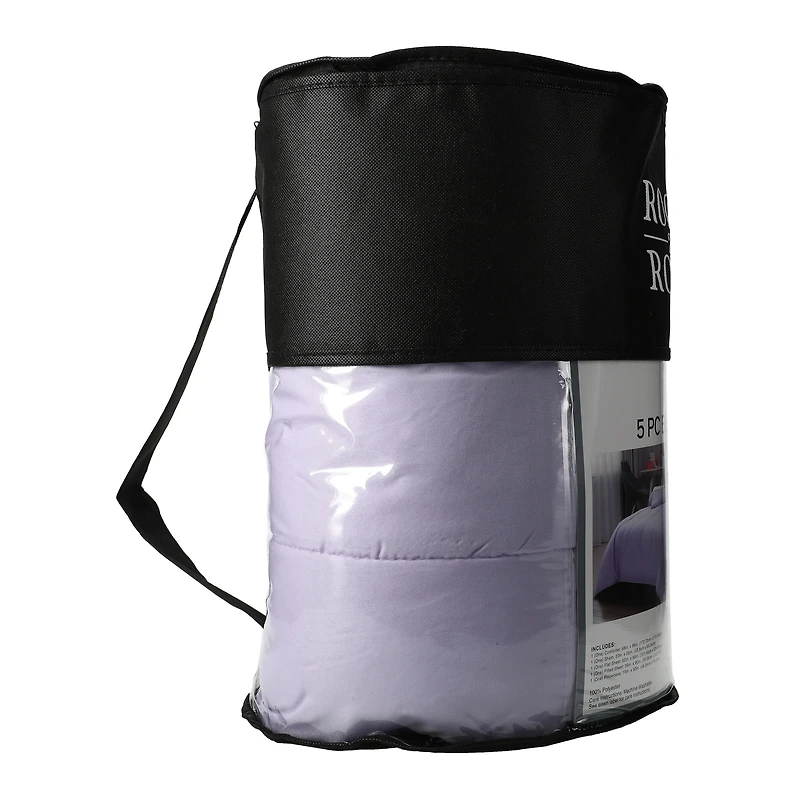 Twin Xl Bed-in-A-Bag Comforter & Sheet Set 5-Piece - Purple