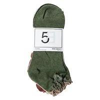 Ladies Lettuce Edge Quarter Crew Socks 5-Pack