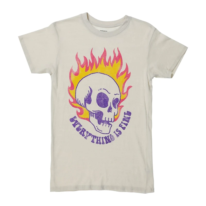 Everything Is Fine' Flaming Skull Graphic Tee