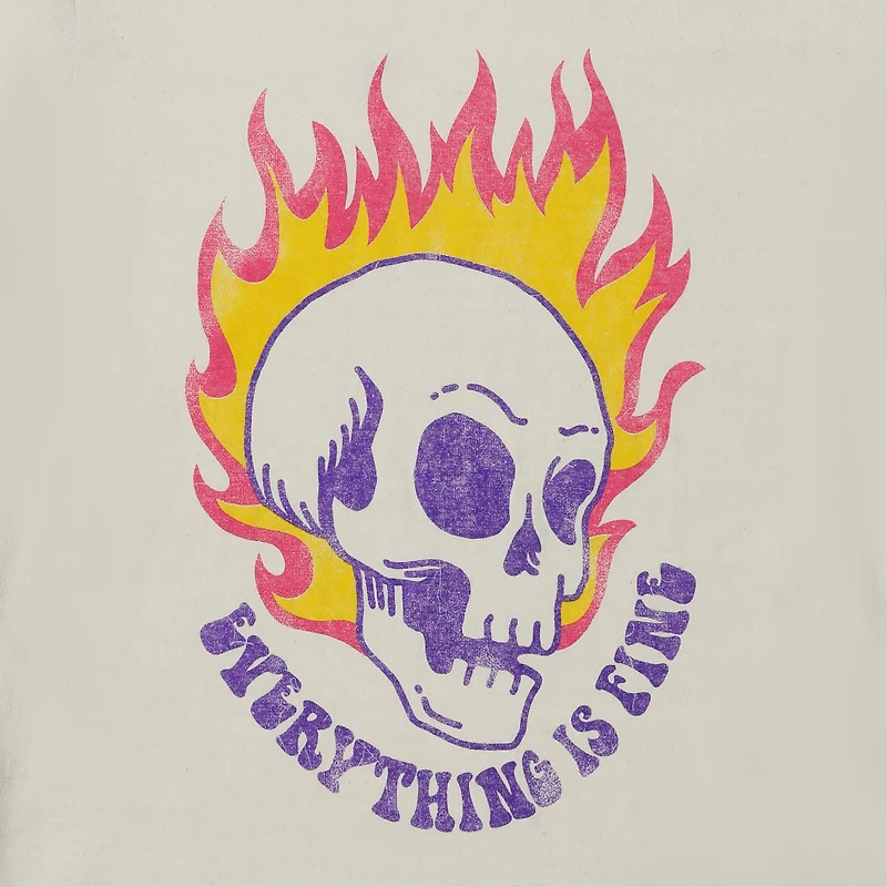 Everything Is Fine' Flaming Skull Graphic Tee