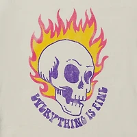 Everything Is Fine' Flaming Skull Graphic Tee