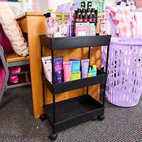 3-Tier Plastic Rolling Cart 15.75in  x 24.4in - Black
