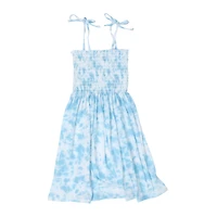 Blue Tie-Dye Smocked Sundress
