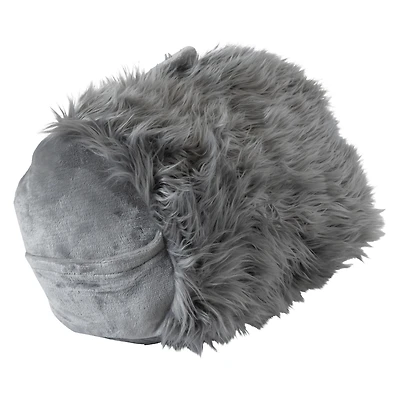 Faux Fur Wedge Pillow With Cellphone Pocket 21in