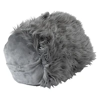 Faux Fur Wedge Pillow With Cellphone Pocket 21in