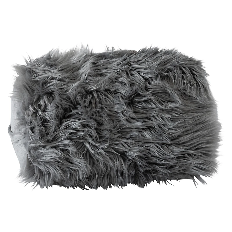 Faux Fur Wedge Pillow With Cellphone Pocket 21in