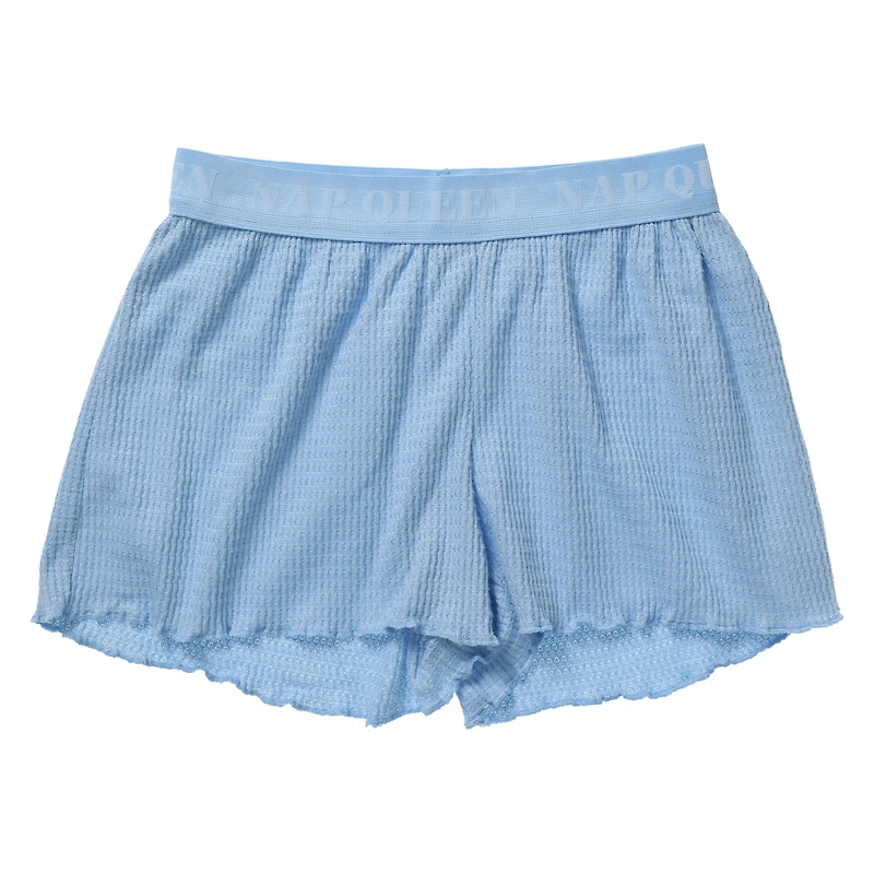 Waffle Shorts With Print Waistband