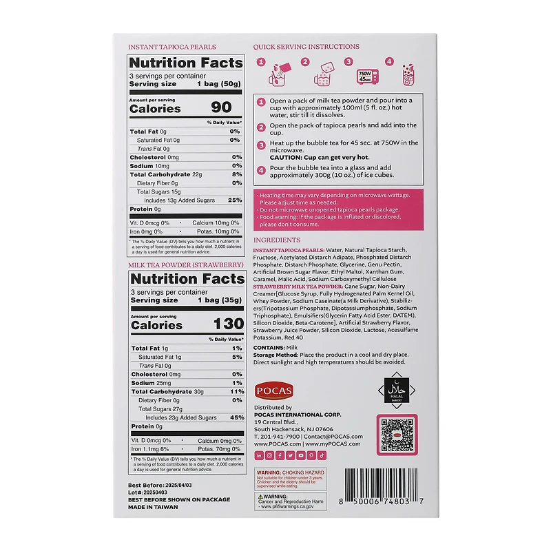 Pocas instant Bubble Tea Kit 3-Count