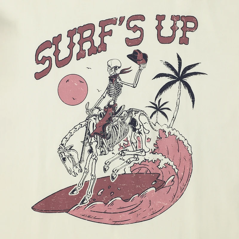 Skeleton Cowboy 'surf's Up' Graphic Tee