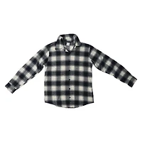 Young Men's Navy Blue Button-Down Flannel Shirt