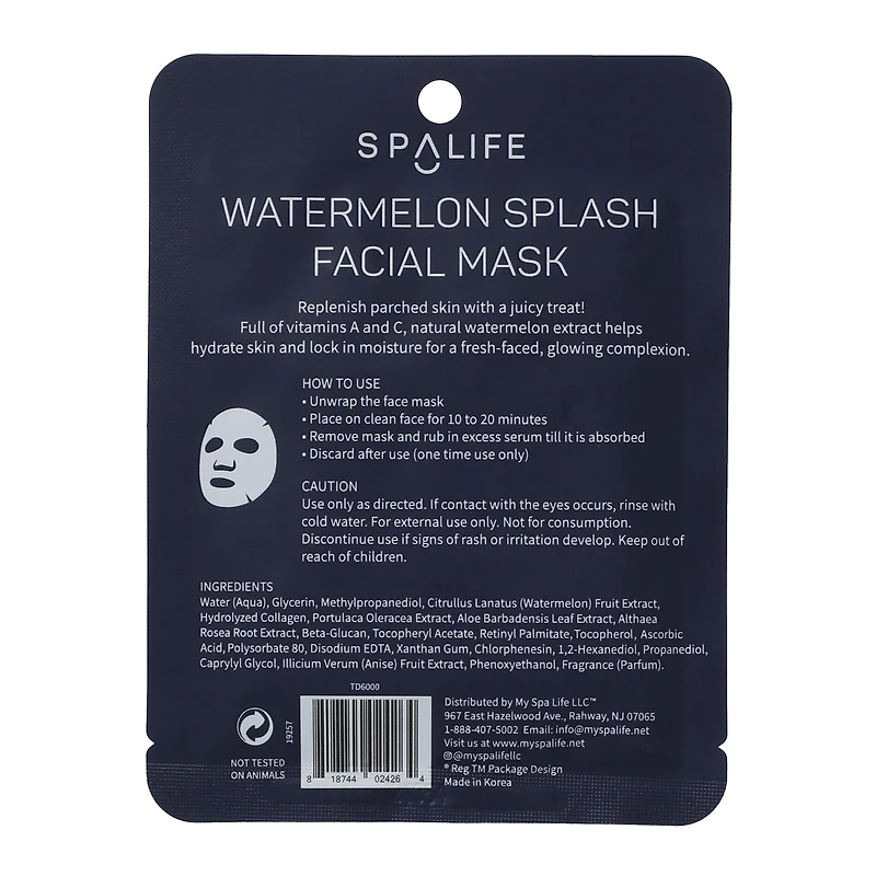 Spa Life Watermelon Splash Facial Mask 0.81oz
