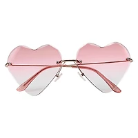 Ladies Heart Shaped Beveled Sunglasses - Pink