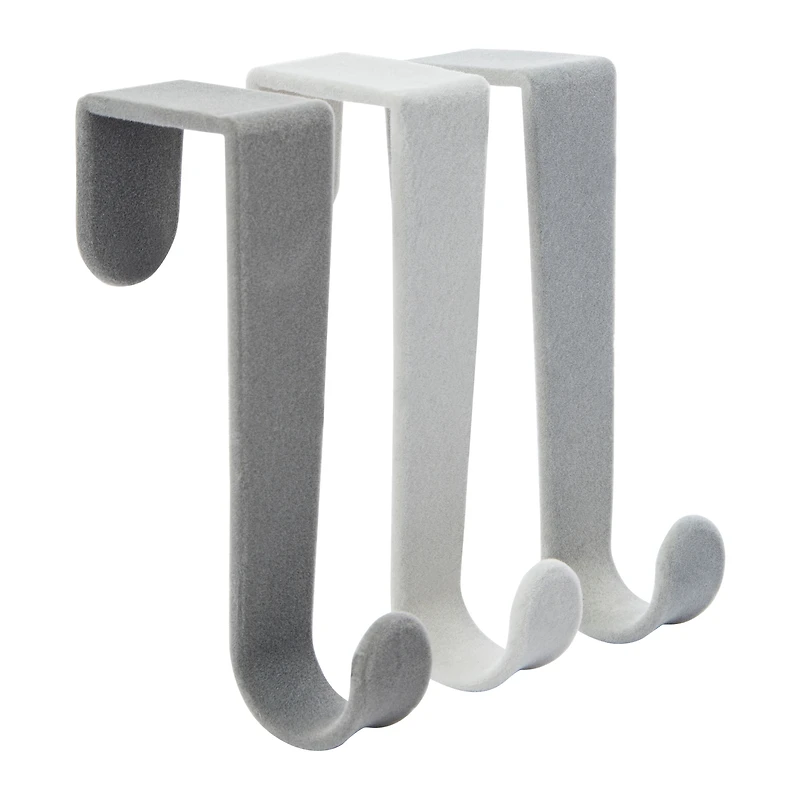 Over-The-Door Flocked Hooks 3-Count