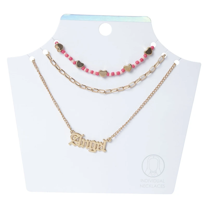3-Piece Layered Word Bead Necklace