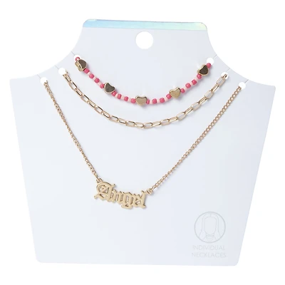 3-Piece Layered Word Bead Necklace