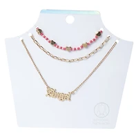 3-Piece Layered Word Bead Necklace