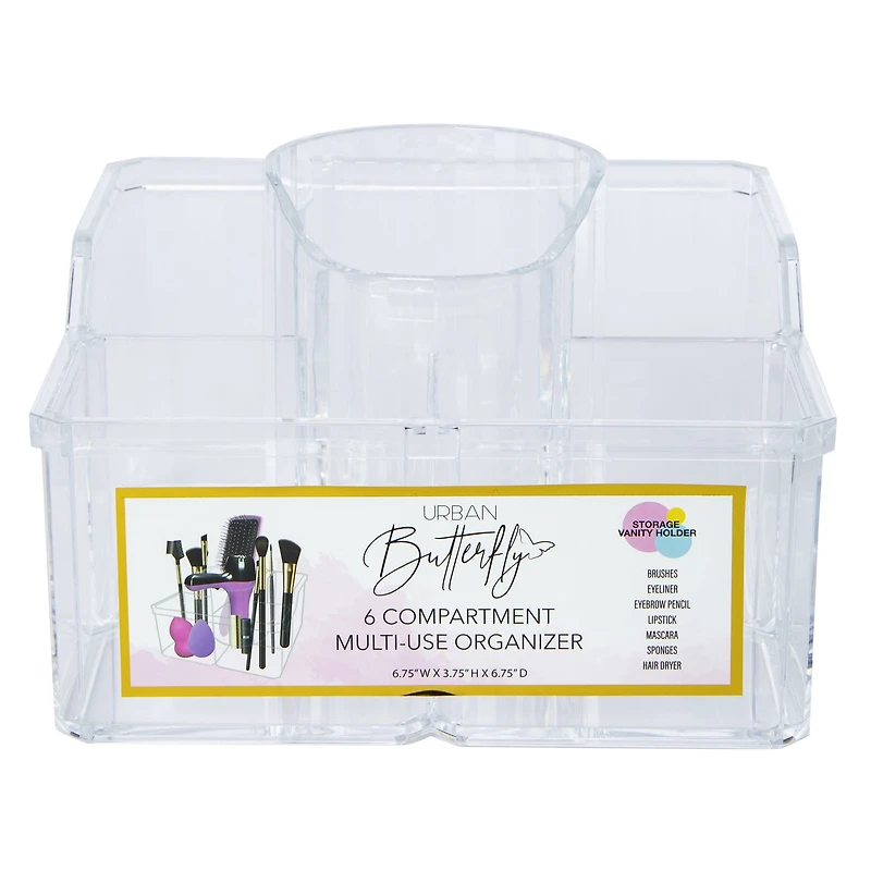 Clear 6-Compartment Multipurpose Organizer 6.75in x 3.75in