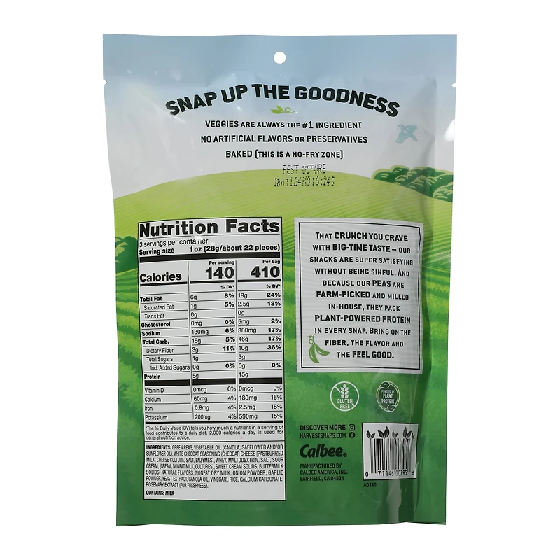 Harvest Snaps® White Cheddar Baked Green Pea Snacks 3oz