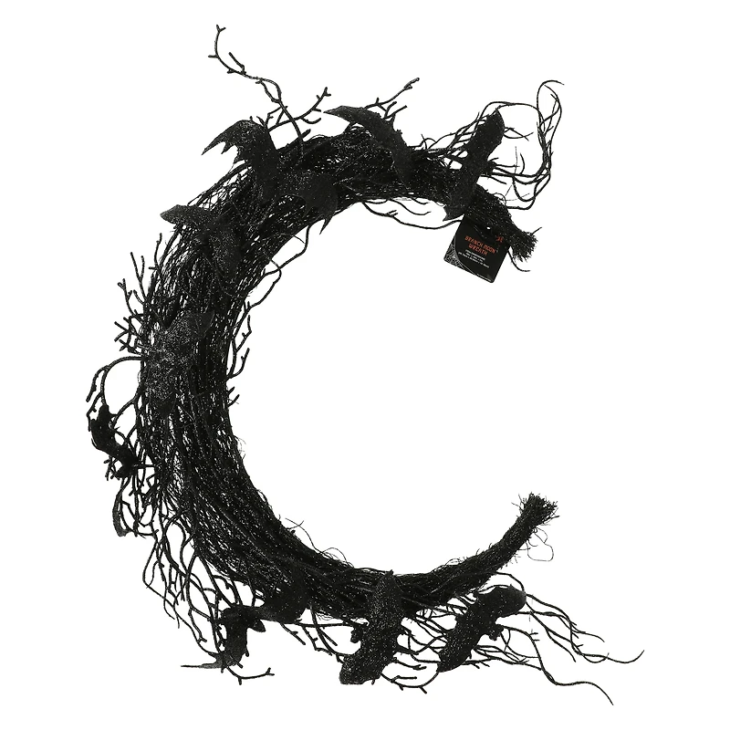 Crescent Moon Halloween Branch Wreath 18in