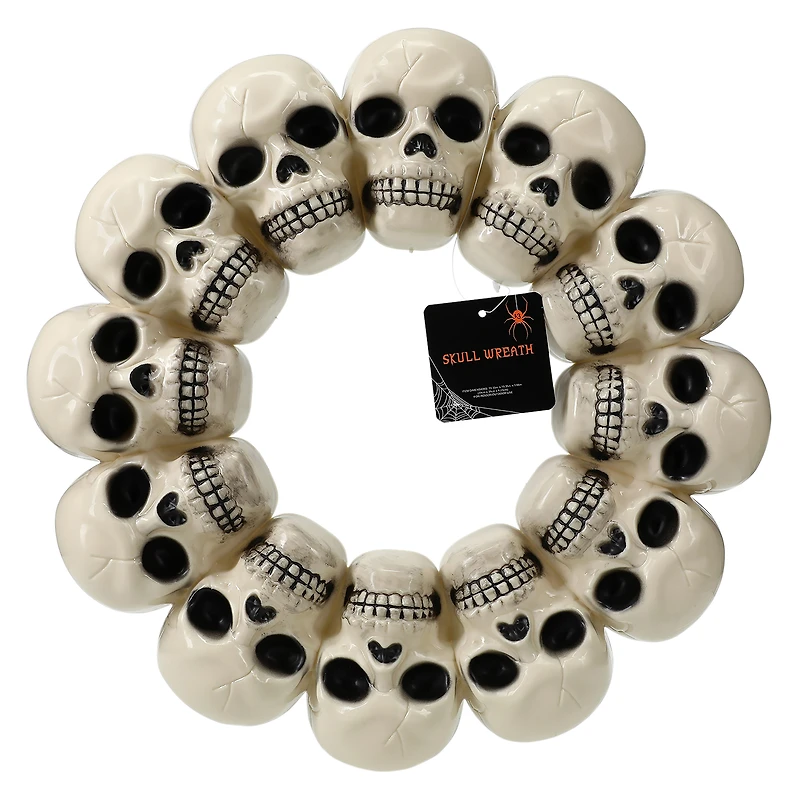 Skull Wreath Halloween Decoration 15.35in