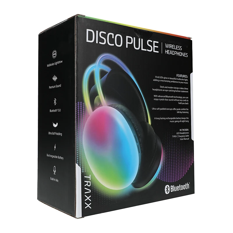 Disco Pulse LED Bluetooth® Headphones With Mic