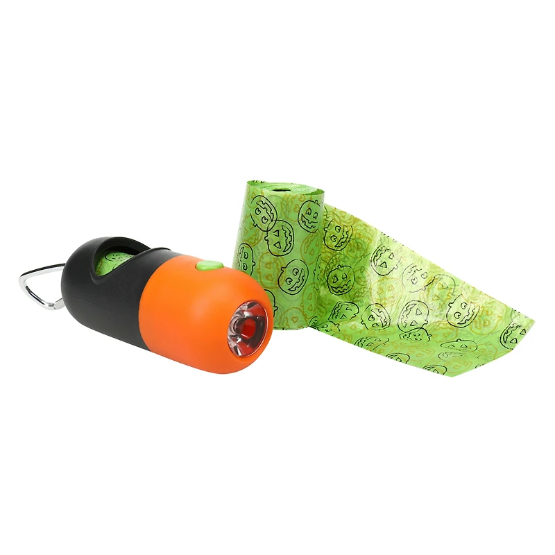 Halloween Pet Waste Bag Dispenser & LED Flashlight
