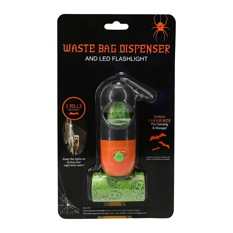 Halloween Pet Waste Bag Dispenser & LED Flashlight