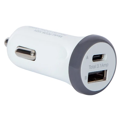 15W LED USB-C & USB-A Dual Car Charger