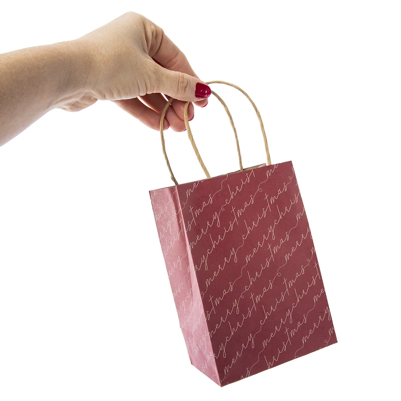 6-Pack Small Holiday Kraft Gift Bags 4.5in x 6.5in - Classic