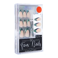 Pretty Woman Faux Nails 24-Piece Set With Nail Glue - Shimmer Blue Tip