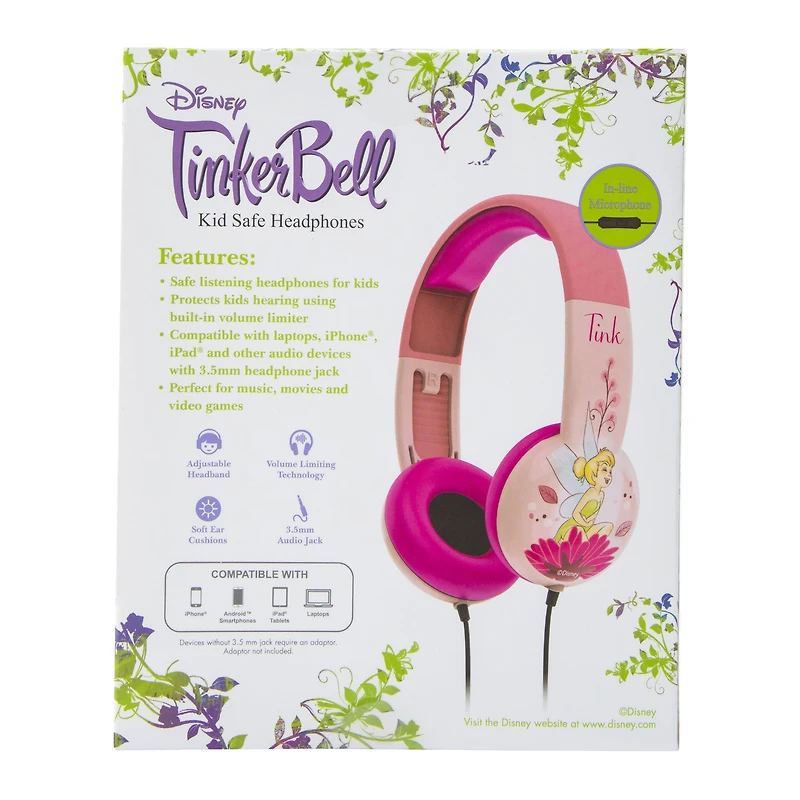 Tinker Bell Kid-Safe Wired Headphones With Mic