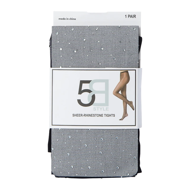 Black Sheer Rhinestone Tights