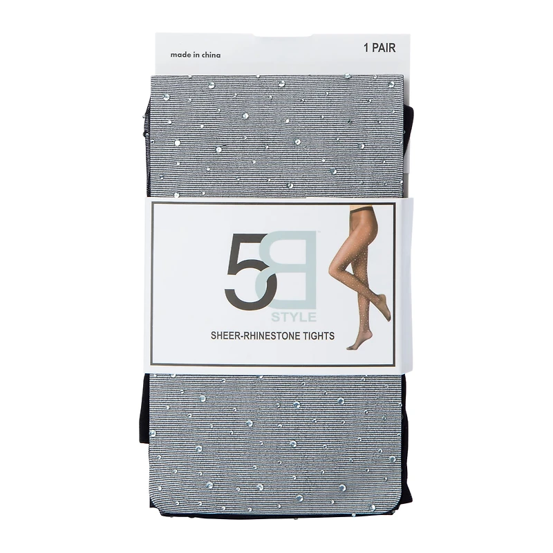 Black Sheer Rhinestone Tights