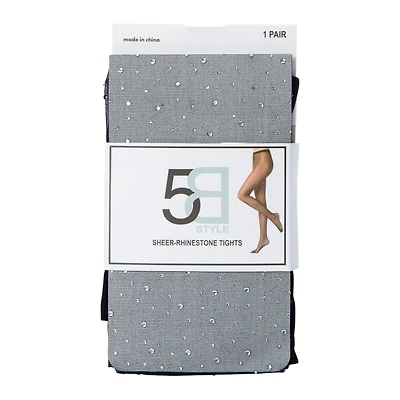 Black Sheer Rhinestone Tights